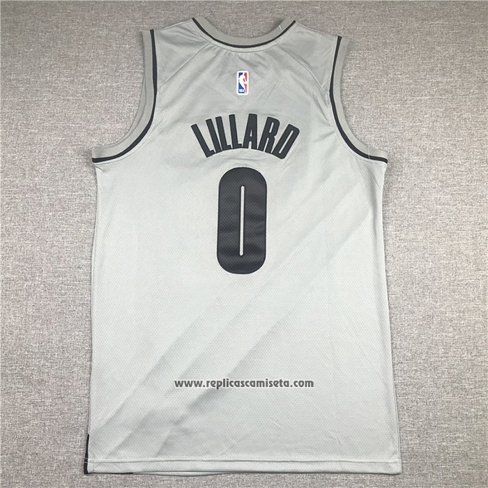 Camiseta Portland Trail Blazers Damian Lillard #0 Earned 2020-21 Gris